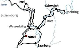 Radtour an Mosel, Saar & Sauer - Karte