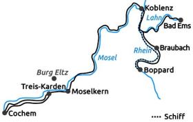 Radurlaub Mosel - Rhein - Lahn - Karte